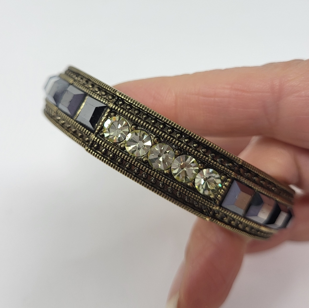Heidi‎ Daus Tantalizing Spring Hinge Crystal Jonquil Hematite Bangle Bracelet